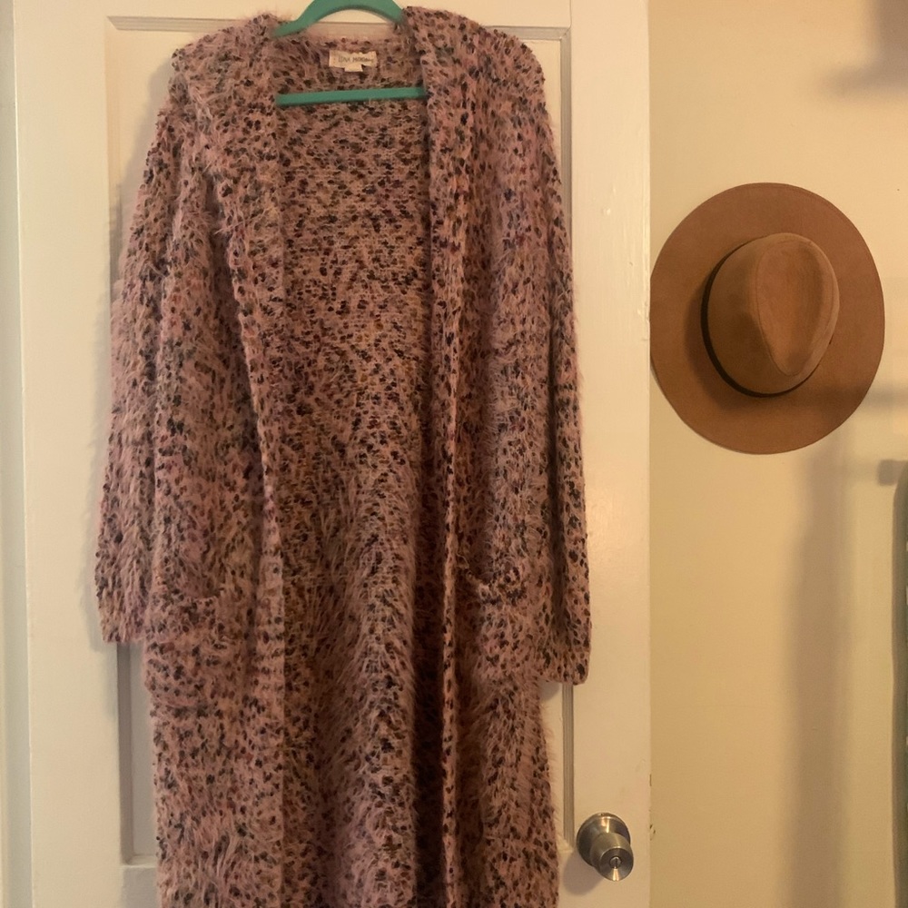 Anthropologie“Luna Moon” Pink fuzzy cardigan
